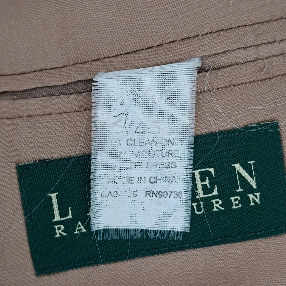 Lauren Ralph Lauren Mens 44R Silk Wool Blend Glen Plaid Blazer Sport Coat Beige